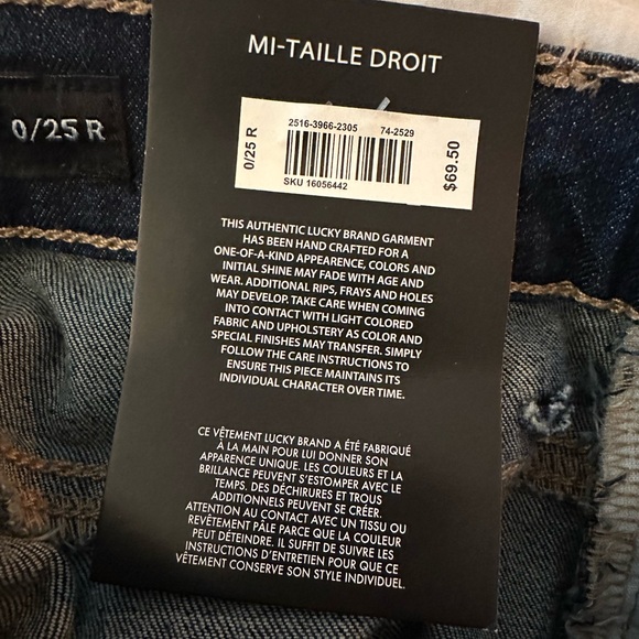 NWT Lucky Brand mid-rise straight jeans, size 25R - Picture 7 of 8